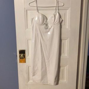 Tight long faux leather dress